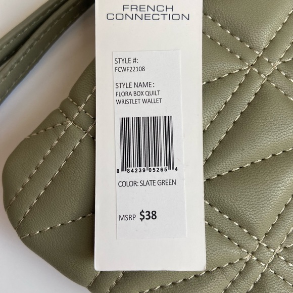 French Connection Flora Box Quilt Wristlet Wallet , Color : Slate Green - Picture 8 of 10